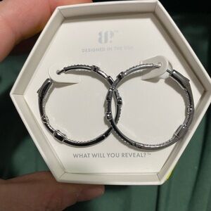 Hematite BP Hoop Earrings with Studded Accents